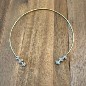 Open Front gold choker with diamond like stones